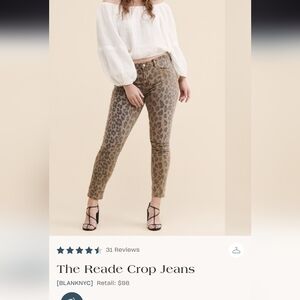 Blank NYC Reade Crop Jeans Size 29 in Cheetah print